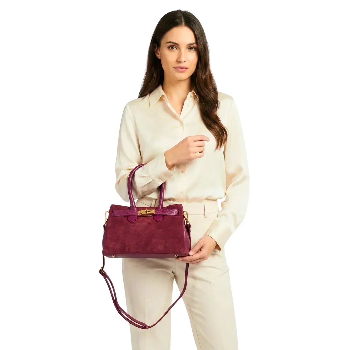 Velinara MS-5494 Suede Leather Handbag