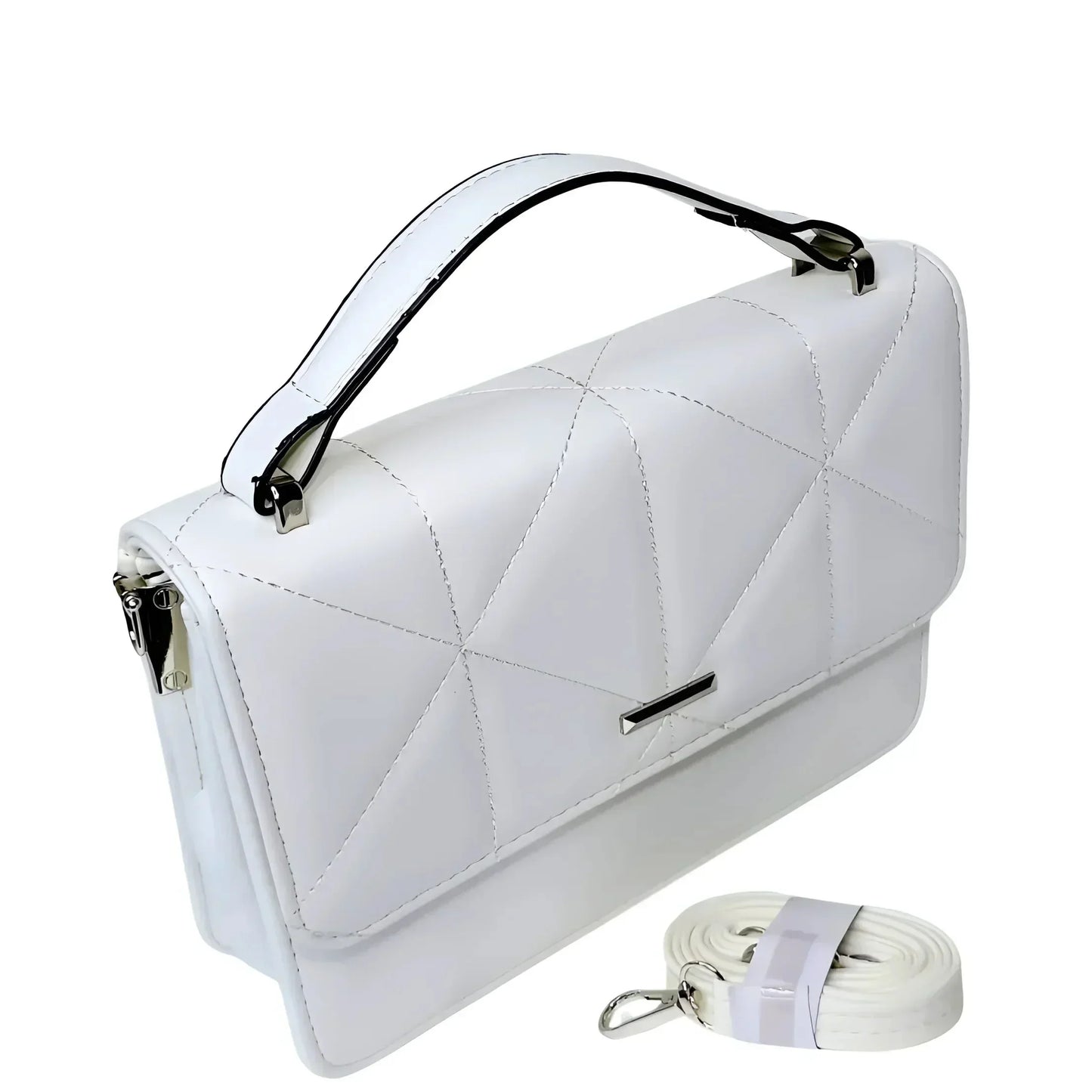 White Leather Handbag for Women - MS-8904