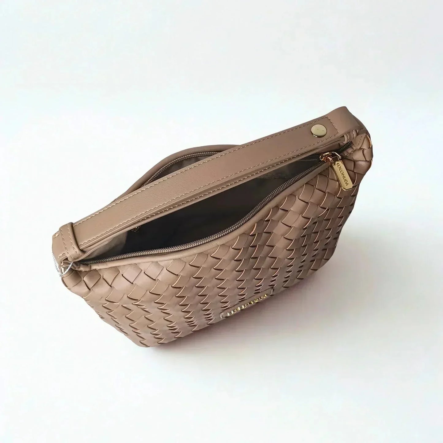 Woven Leather Handbag with Handle - MS-4957