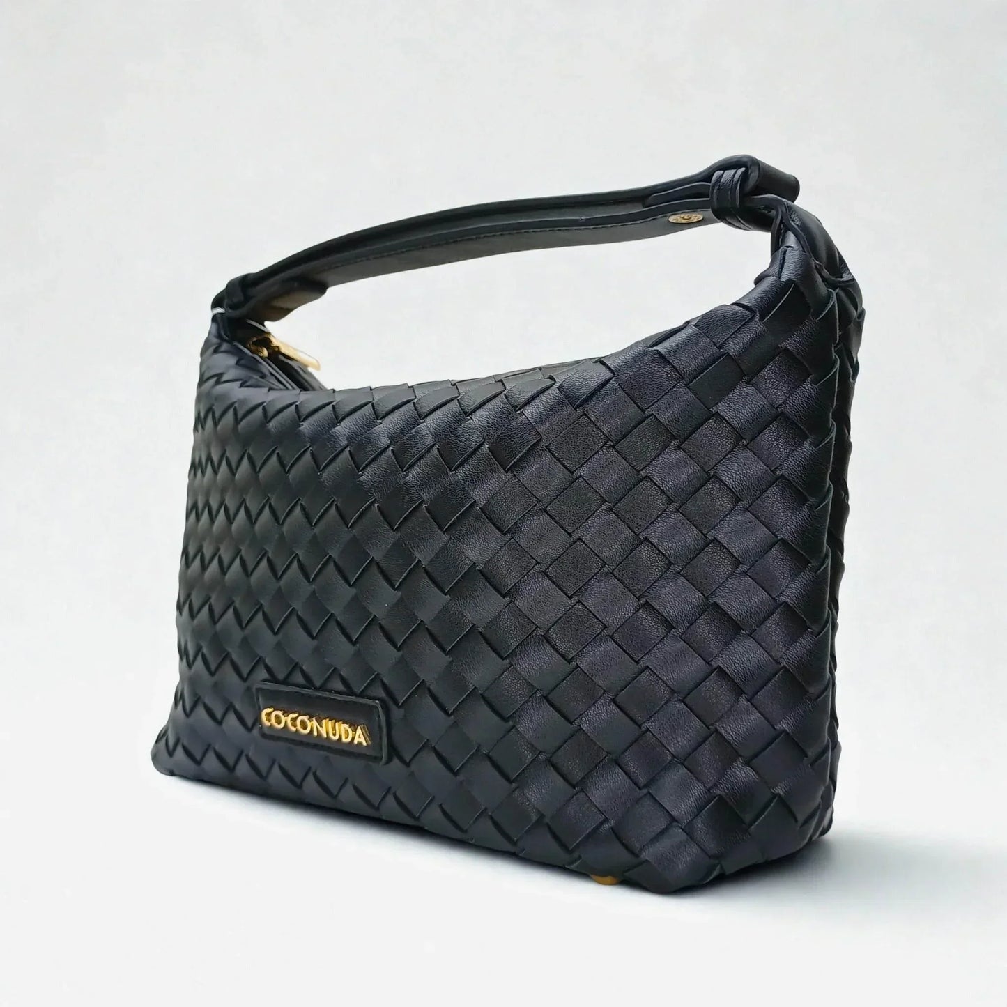 Woven Leather Handbag with Handle - MS-4957