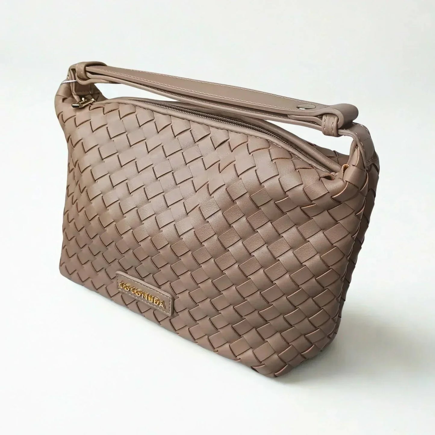 Woven Leather Handbag with Handle - MS-4957