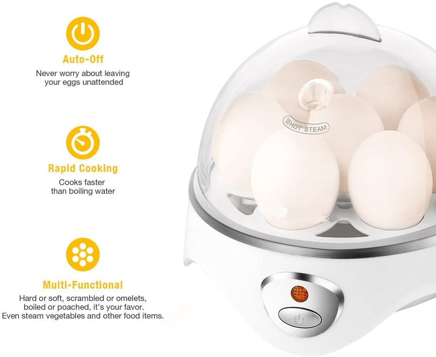 Modern Electric Egg Boiler for Boiled Eggs and Steamed Eggs and Container for 7 Eggs